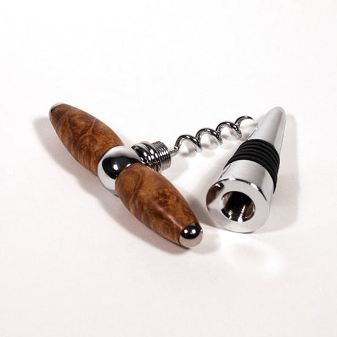 Maple Burl Wine Stopper Cork Screw